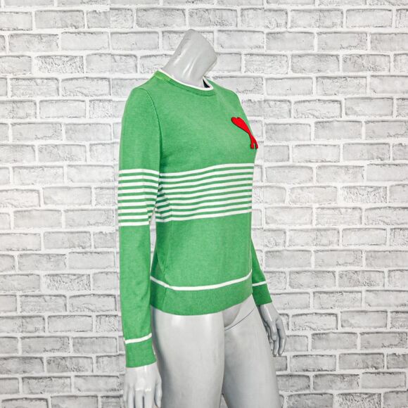 AMI Alexandre Mattiussi Heart Logo Stripe Sweater in Green size XL - Picture 4 of 11